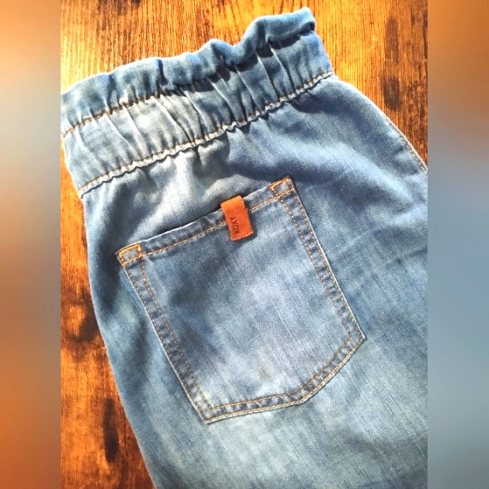 Roxy Paper bag draw string denim chambray shorts